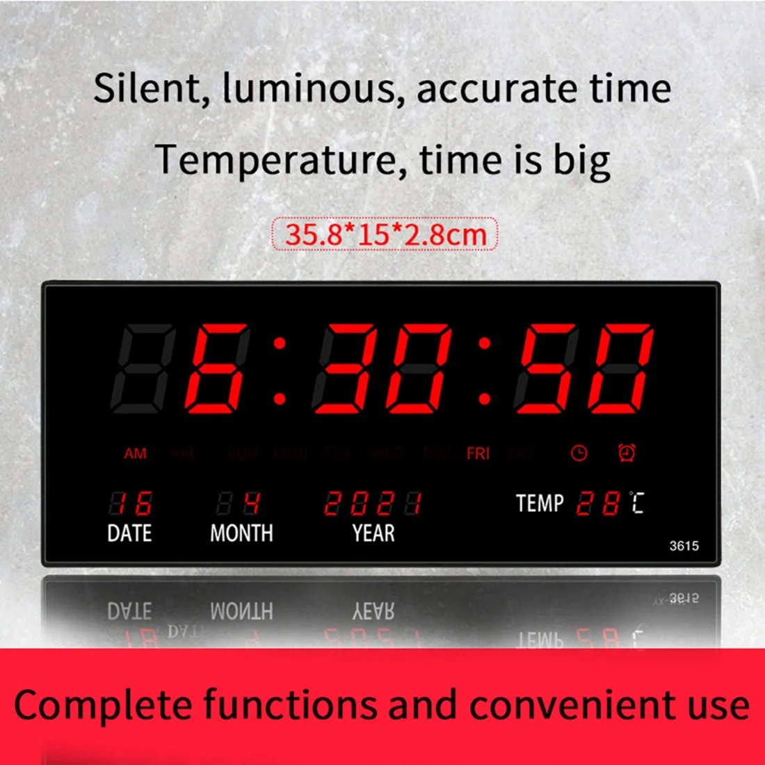 LED Perpetual Calendar Electronic Clock Digital Wall Clock Alarm Hourly Chiming Temperature Table Clocks Home Office Red HY