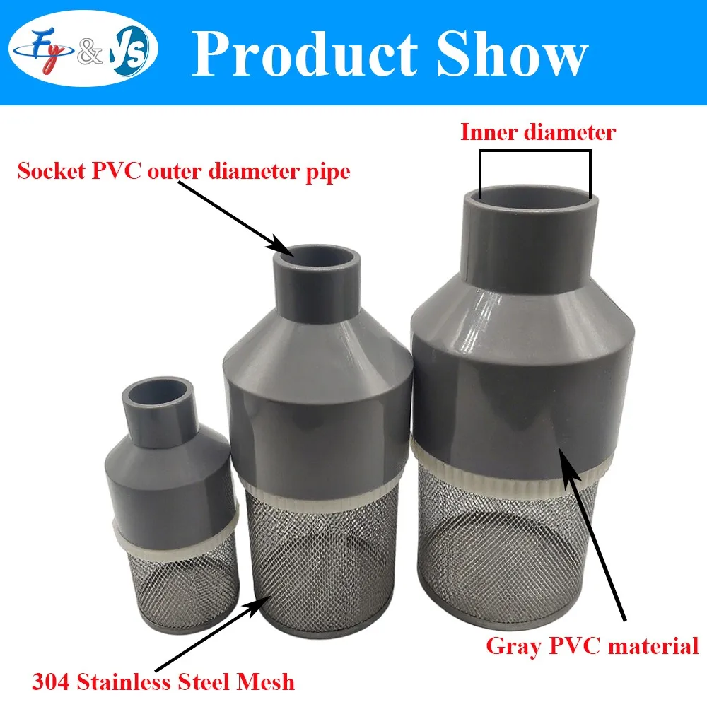 PVC Joint Stainless Steel Filter Water Clean Hose Filter for Water Heaters Garden Irrigation Connectors Inner Orifice 20/25/32 m