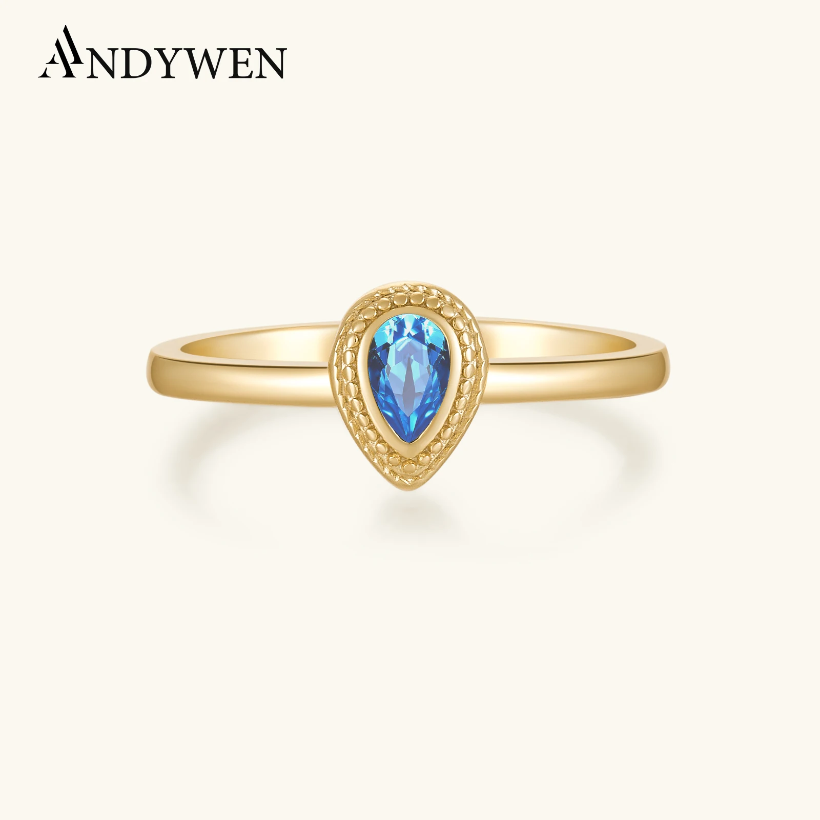 

ANDYWEN 925 Sterling Silver Gold Ovals Luxury Rings Resizable Adjustable Round Luxury Zircon Jewelry Gift Wedding Jewelry