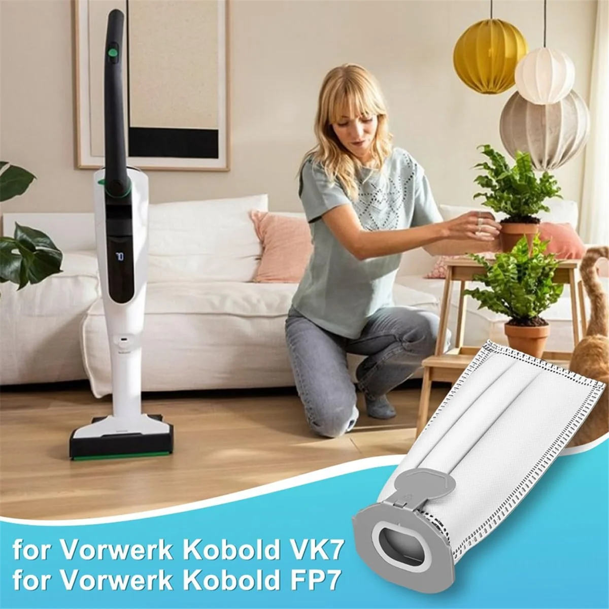 12 كيسًا مكنسة كهربائية جديدة لـ Vorwerk VK7، كيس غبار بديل للمكنسة الكهربائية Vorwerk Kobold FP7
