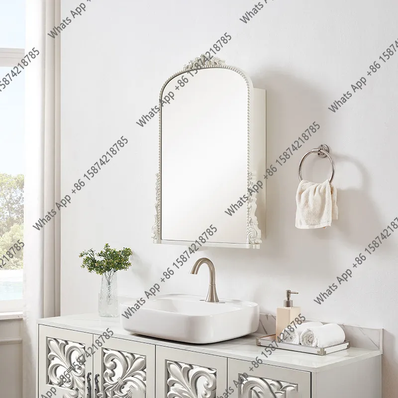 French bathroom mirror cabinet bathroom  integrated sink mirror cabinet storage cabinet European smart