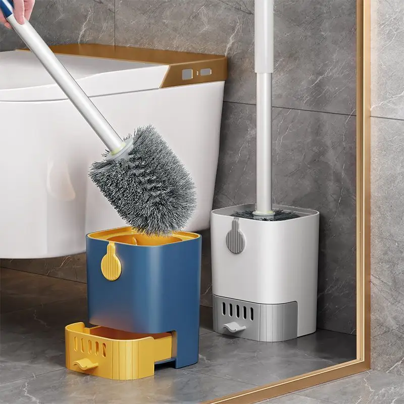 Homefish Wall Mounted Toilet Brush Set With Holder Long Handle Toilet Brush Bathroom Cleaning Tools image 3