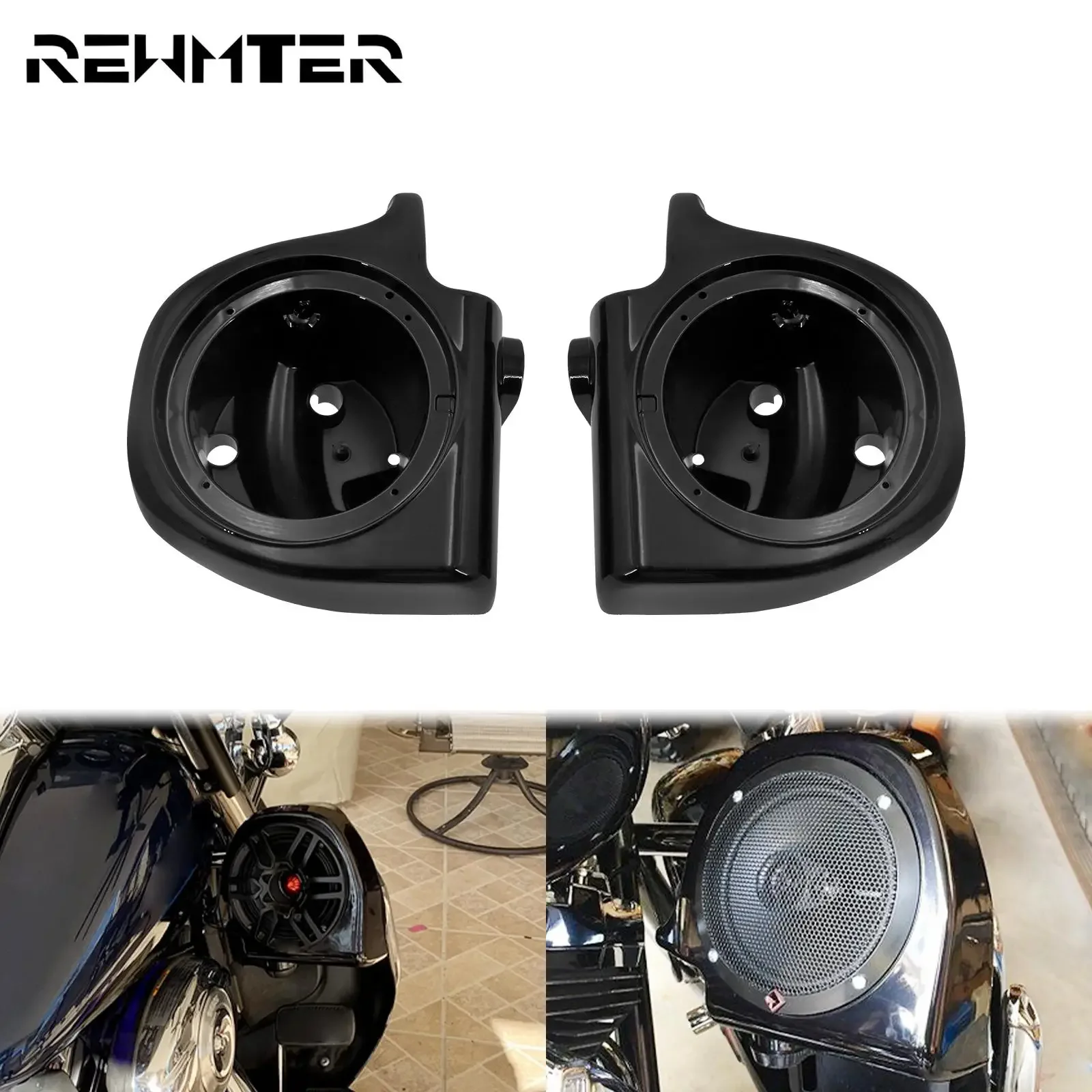 

Motorcycle 6.5" Speaker Boxes Pods Lower Vented Fairing Black For Harley Touring Road King Street Glide Electra Glide 1993-2013