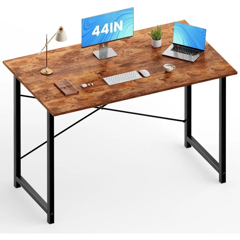 

44 Inch Modern Home Office Desk, X-Shaped Reinforcement Computer Work Table, Rustic Brown Writing Study Desk
