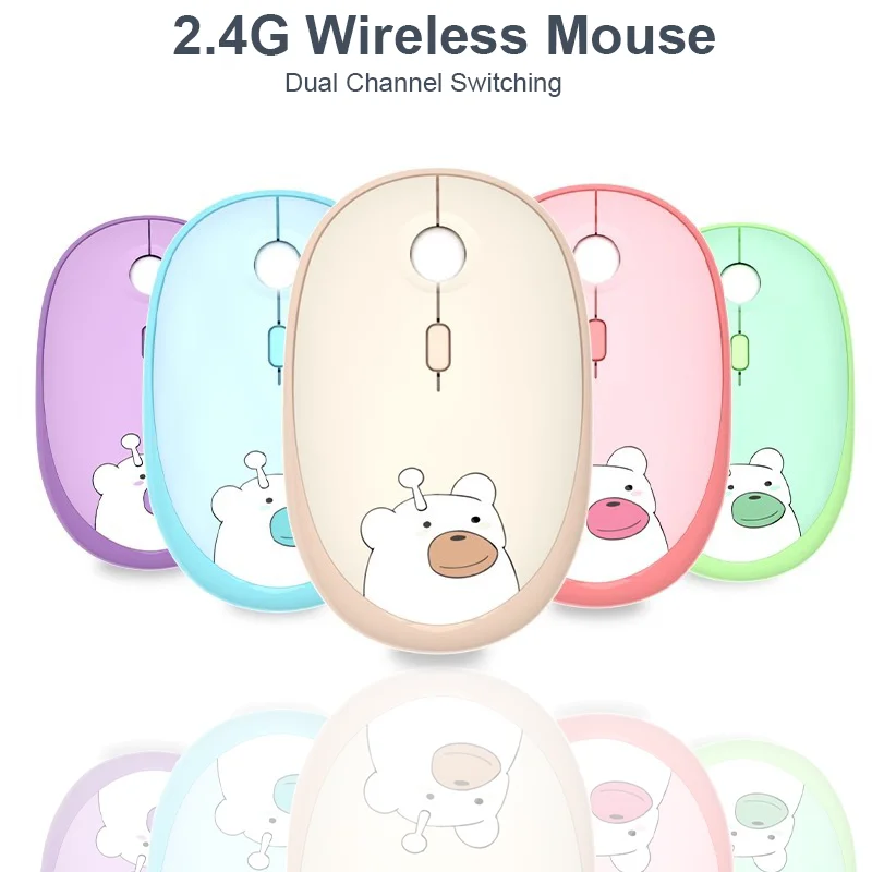 

Wireless Silent Cute Cartoon Pink Pattern Mause 2.4G Optical Ergonomic Mouse Computer USB Gaming Office Mice For Laptop PC Mac