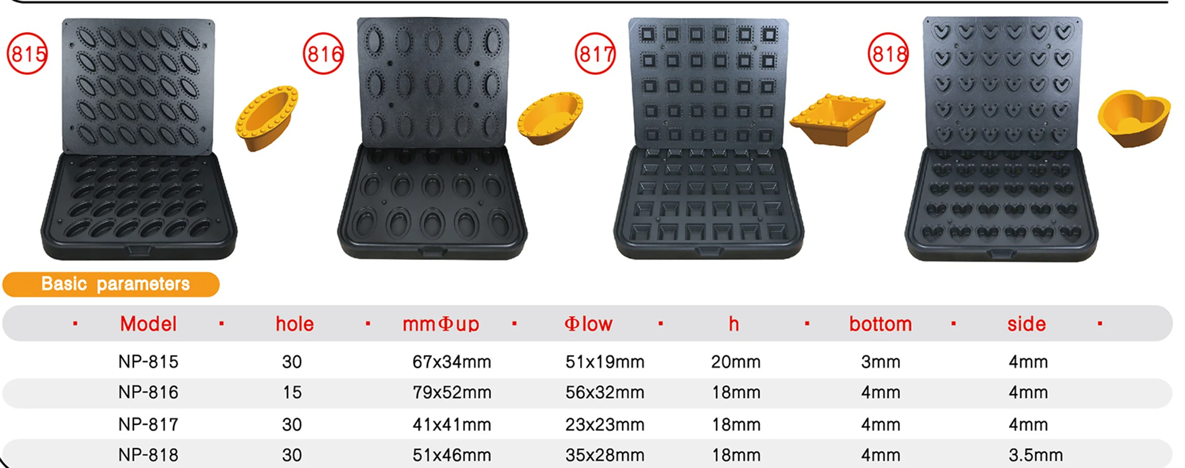 Model 811-822 Non-stick Commercial Egg Tart Mold Diversified egg tart plate