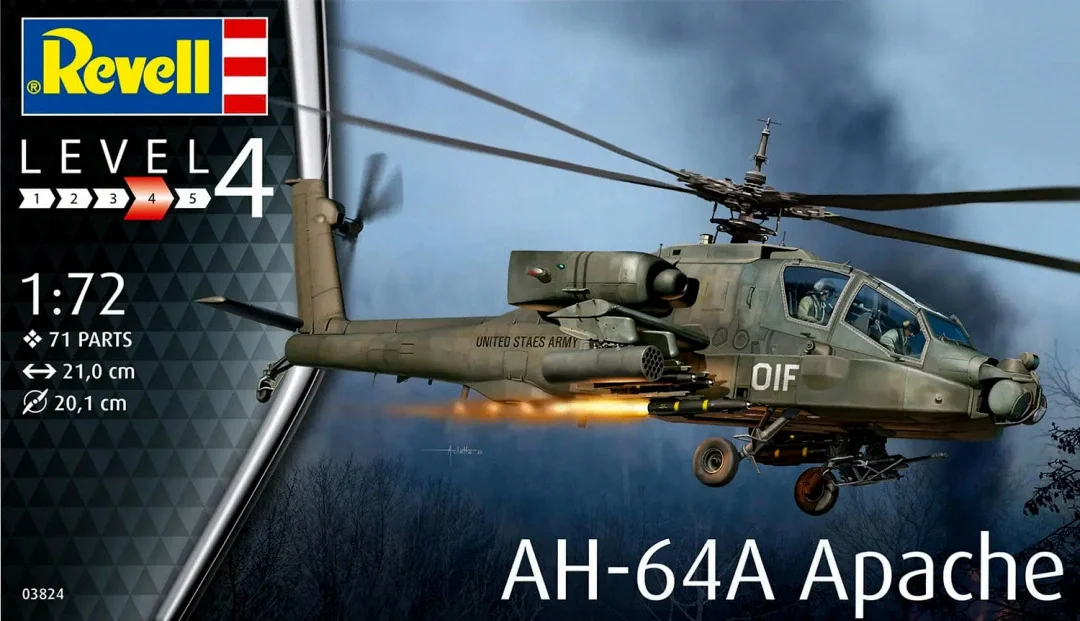 

Revell Aircraft Scale Model Kit 03824 AH-64A Apache 1/72