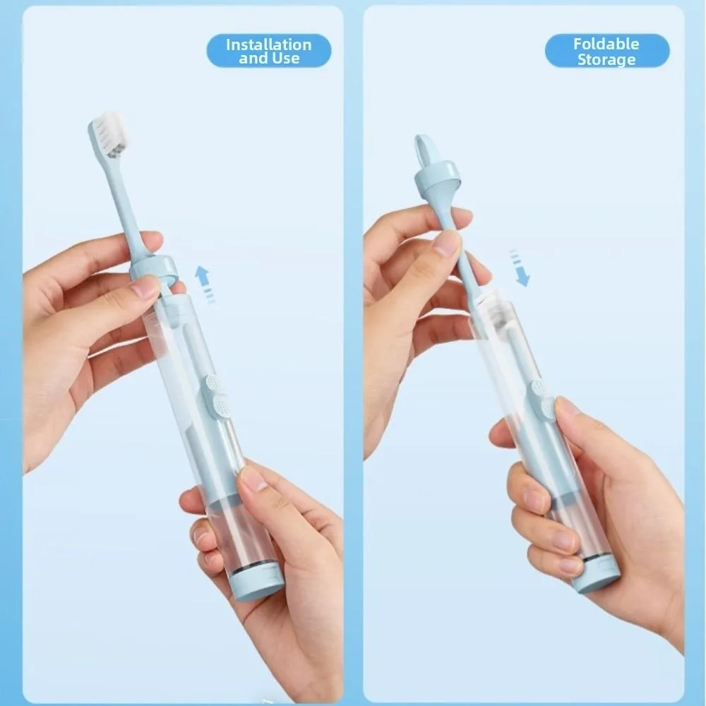3-IN-1 Travel Toothbrush Set Portable Integrated Toothpaste Dispenser Foldable Mini Toothpaste Tube Storage Box
