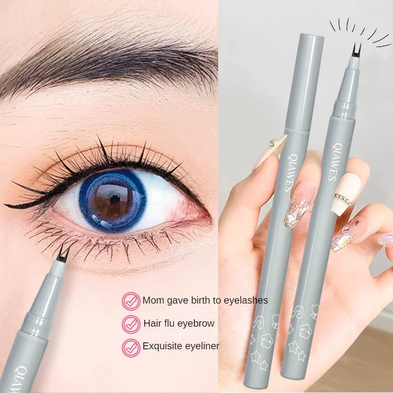 Penna per ciglia inferiore a doppia punta forcuta Ultra-sottile 2 punta a forcella Eyeliner liquido Waterproof Natural Eye Brow sdraiato Silkworm Contour Makeup