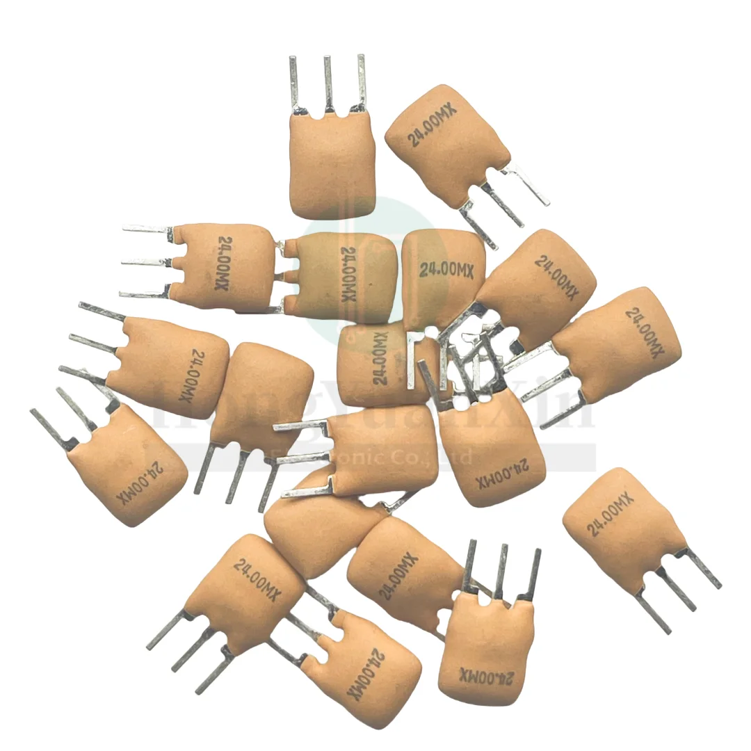 100pcs/ 24M In-line Ceramic Crystal Oscillator ZTT24.0MX Ceramic Tripod 24MHZ Brown 24.000MHZ