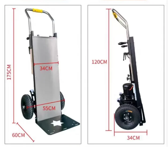 Chariot d'escalade électrique pour escaliers, capacité de 500kg, chariot à main avec roulettes pour outils de stockage de courses, usage industriel