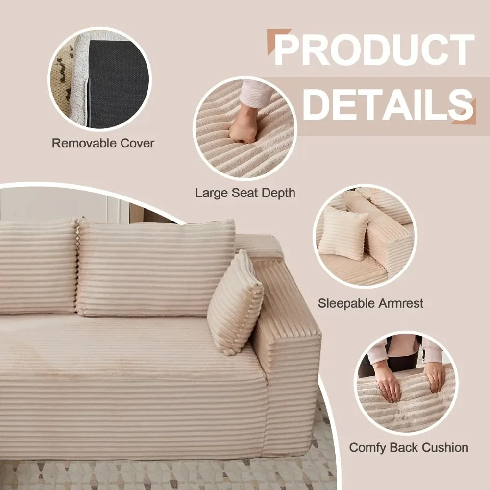 أريكة مقطعية على شكل حرف L مع مقاعد عميقة ولا يتطلب التجميع #4