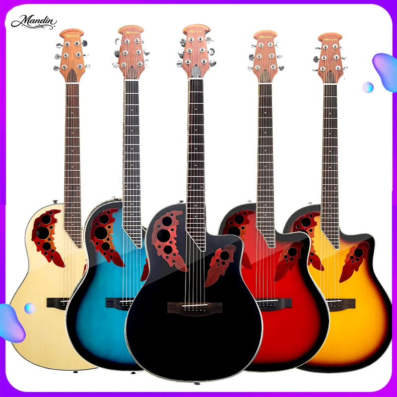 

Mandin SFT Solid Folk Guitar 41 36 38 40 inch P1 Grape soundhole Electric Box Carbon fiber travel Black Blue Red Ovation style