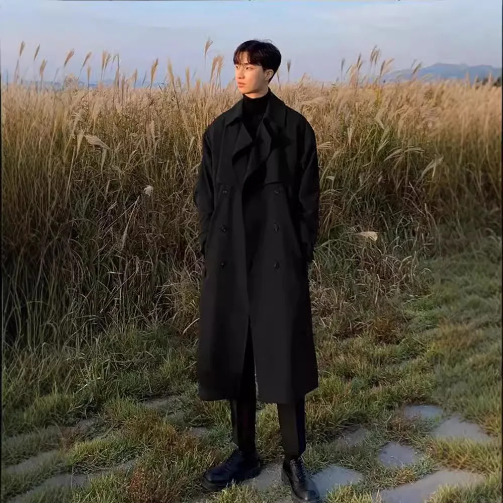 

Весенне-осенний мужской плащ, корейское модное пальто, мужское длинное пальто-ветровка