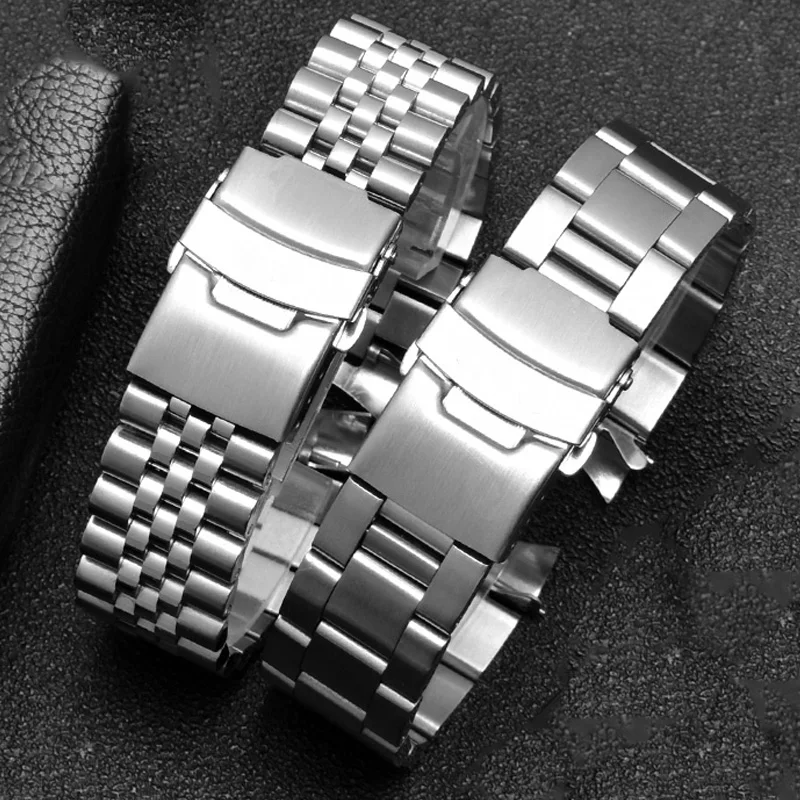 Solid Stainless Steel Strap for Seiko SKX007 009 Jubilee Oyster Arc Curved End Diving Metal Men Watch Band Bracelet 20mm 22mm