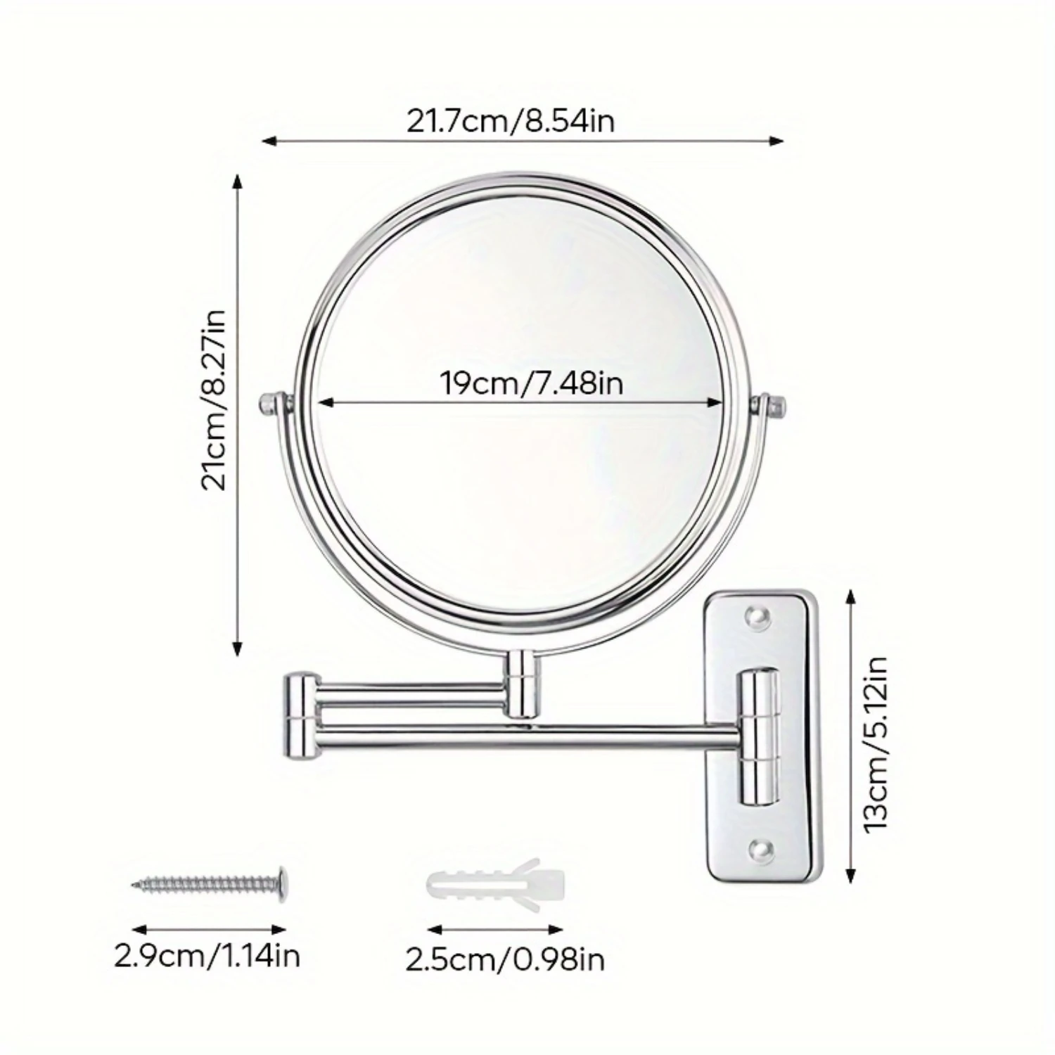 5x vergrotende wandgemonteerde make-upspiegel - dubbelzijdig, uitschuifbaar en verstelbaar, draaibaar ontwerp voor ultrahelderheid, ideaal voor badkamer
