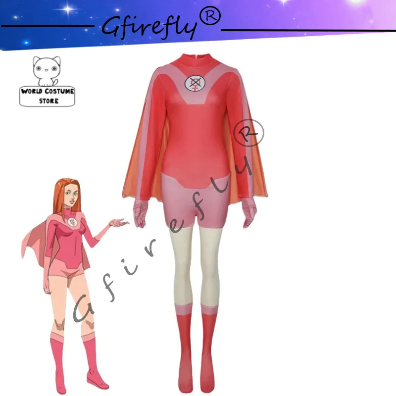 

Anime Invincible Atom Eve Cosplay Fantasia Costume Disguise Adult Women Jumpsuit Cloak Outfits Female Halloween Carnival Suit