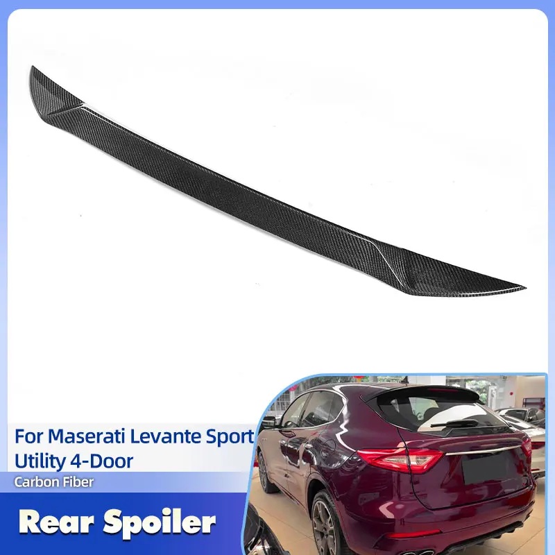 

Car Rear Trunk Middle Spoiler Wings Full Carbon Fiber for Maserati Levante Sport Utility 2016 2017 Racing Spoiler Boot Wing Lip