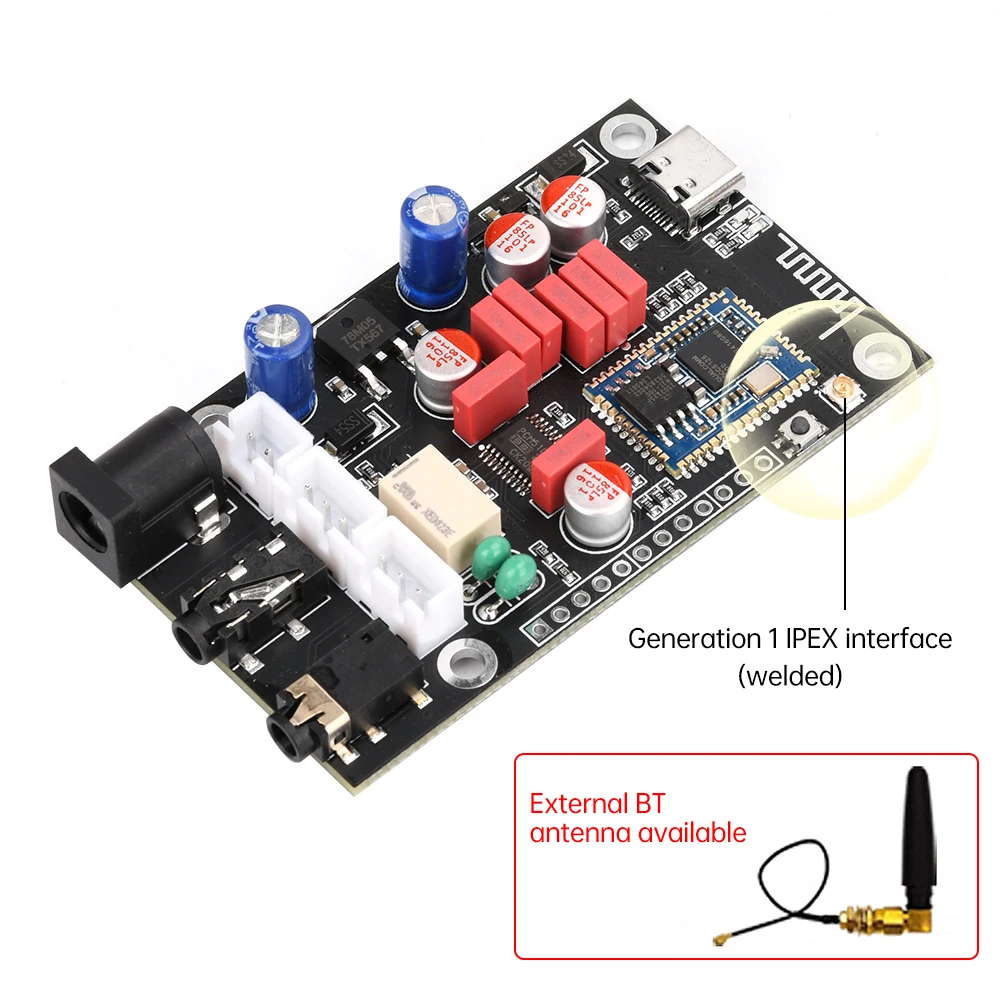 DC 8-24V APTX HD QCC5125 LDAC Wireless Adapter Bluetooth 5.1 Receiver Board DAC Audio Decoder Board 24Bit/96Khz LDAC Type-C