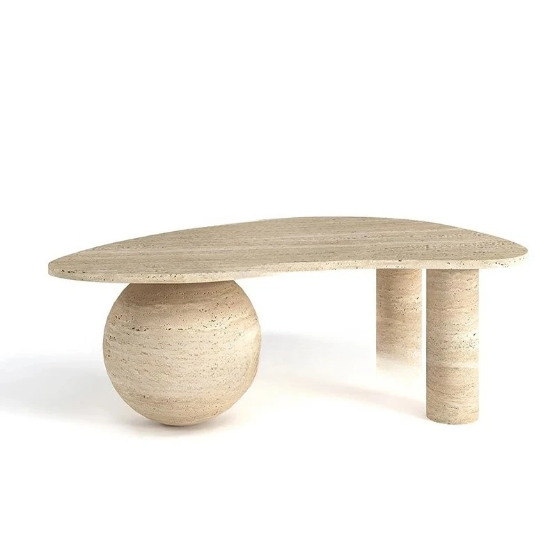 

Coffee table American country French retro coffee table wabi sand wind art oval travertine small apartment