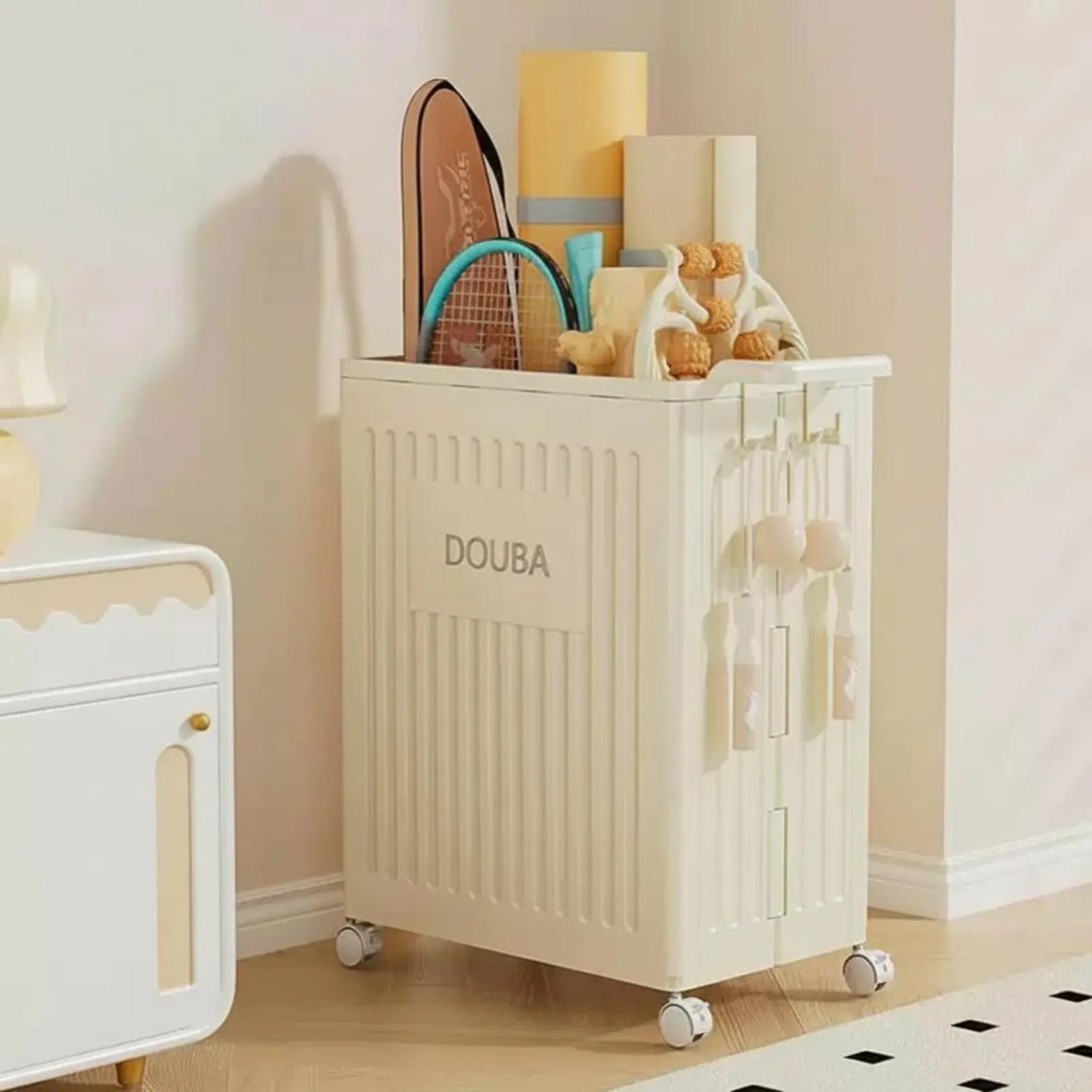 

Mobile mind-body practice Equipment Cart Large Capacity Exercise Gear Stand Movable Design Easy to Assemble for Yogis