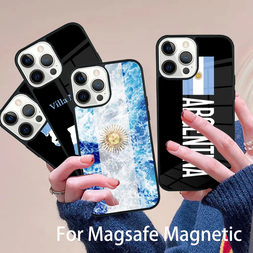 

Argentine Flag banner Phone Case Magesafe Magnetic Wireless Charge Cover For IPhone 16 11 12 13 14 15 Pro Max Plus Mini