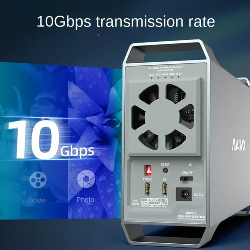 Imagen 2 del producto MAIWO-carcasa de disco duro externo de doble bahía, 10Gbps, 3,5 pulgadas, 4 RAID, inteligente, controlado por temperatura, para HDD de 2,5/3,5 pulgadas