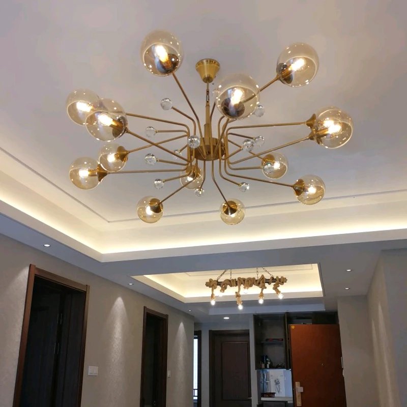 

Modern Led chandelier lighting fixture with 10 balls, suitable for living room and dining room chandeliers