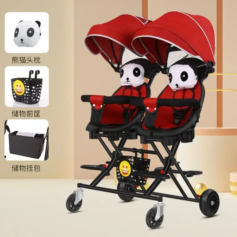 

Baby Stroller Double Twin Baby Stroller Can Sit Lie Down Fold Lightweight Baby Stroller Trolley