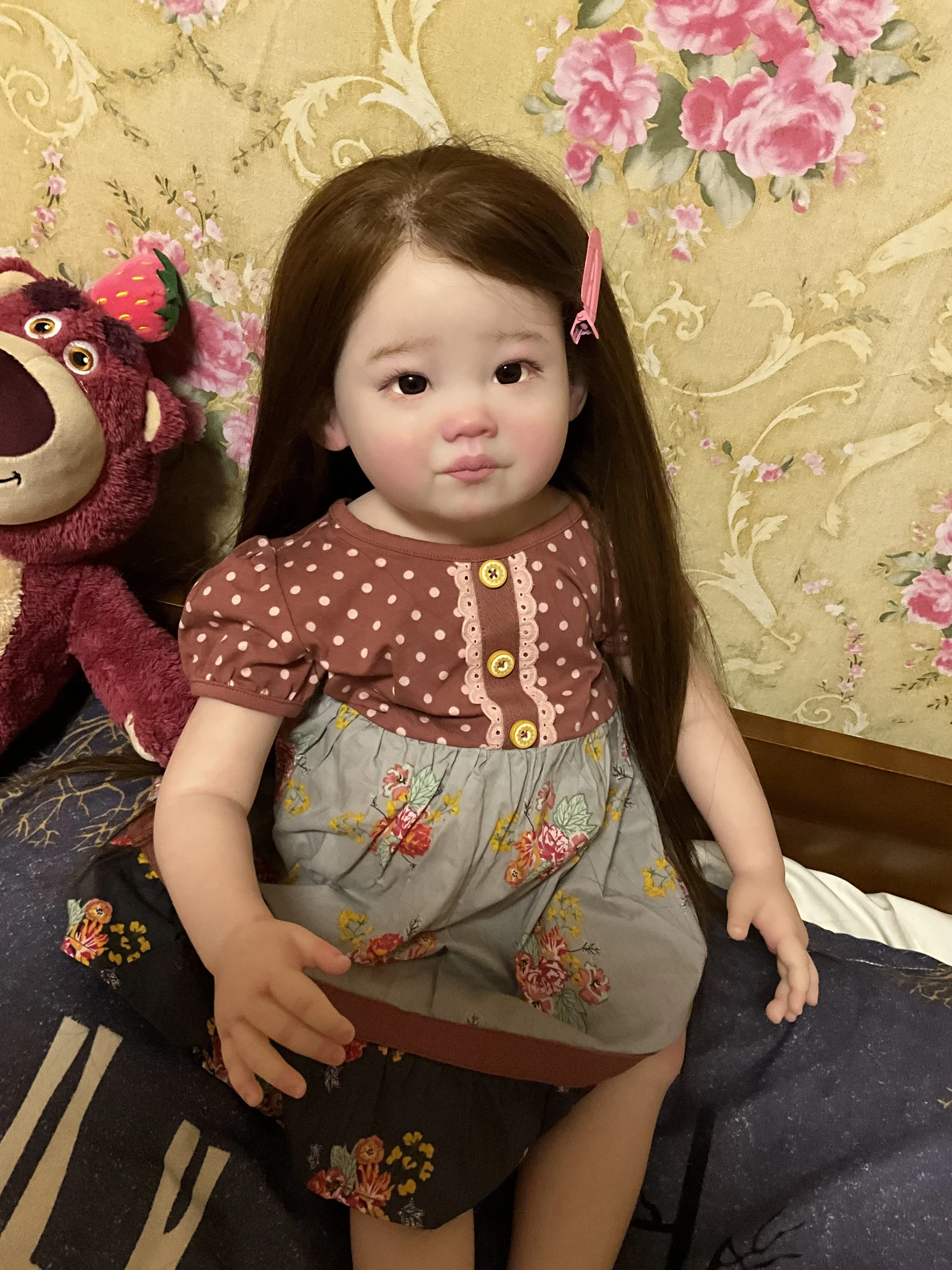 DLS 32inch Reborn Baby Leonie Real Photos Already Finished Doll With Hand-Rooted Hair Christmas Gift