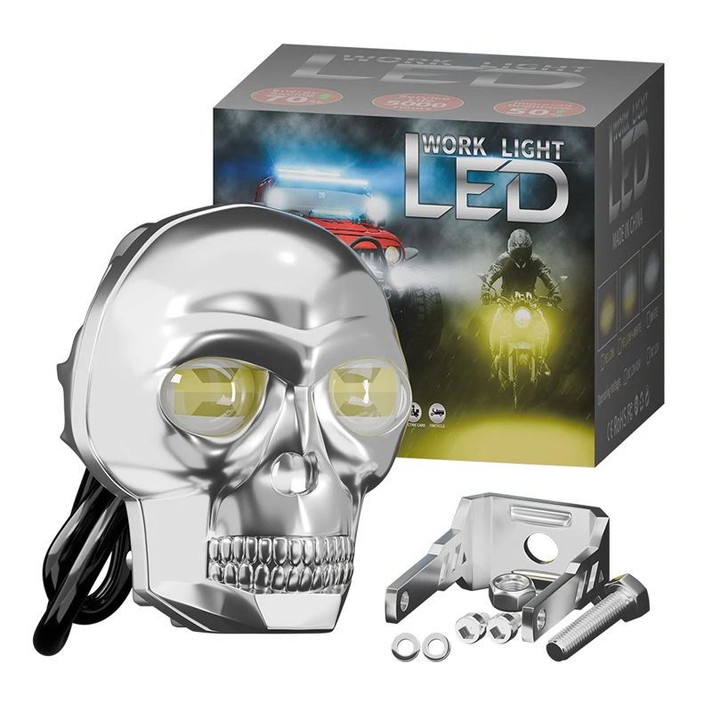 

Motorcycle LED Skull Waterproof Headlight Fog Light for car Projector Lens Spotlight Motorcycle accessories light External light