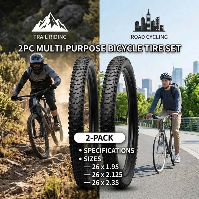 2PC 26x1.95 26x2.125 26x2.35 Mountain Bike Tire Anti Puncture Wire Bead MTB Bicycle Tyre Rubber Pneu For 26er Wheel Cycling Part
