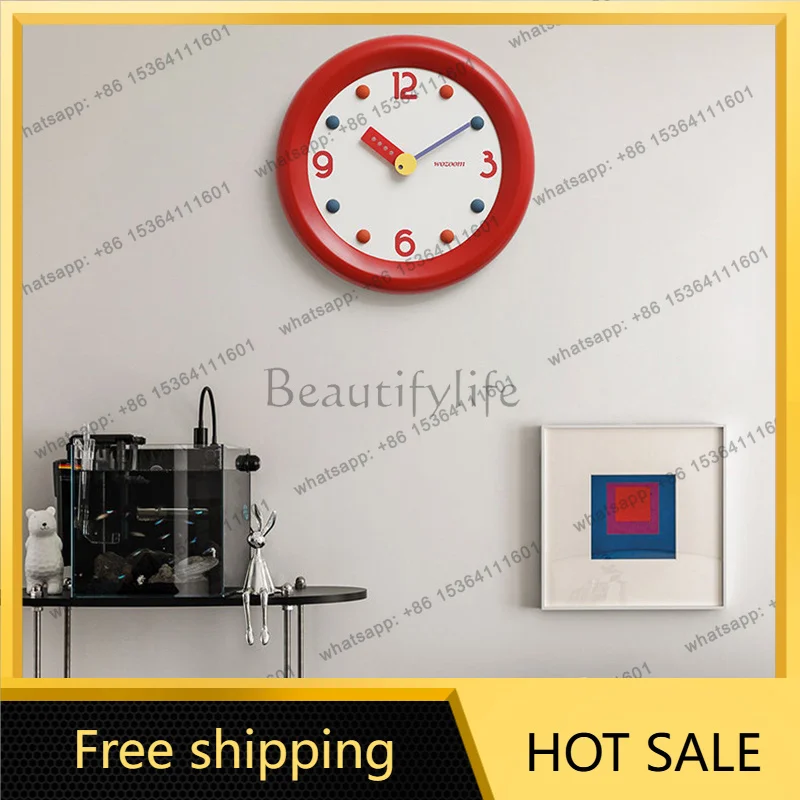 XX.Fashion Minimalist Clock Wall Cartoon Cute Modern Korean Aesthetic Interior Creative Wall Clocks Simple Round Saat Home Desig