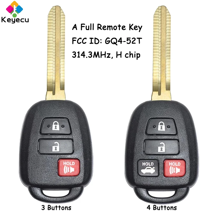 

KEYECU Replacement Remote Control Car Key With 3 4 Buttons 314.3MHz H Chip for Toyota Rav4 Highlander Tacoma Fob FCC ID: GQ4-52T