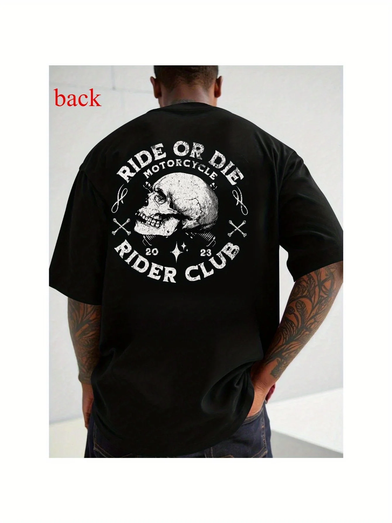 

Ride Die Motorcycle Rider Club Graphic-Biker-Themed Skull & Motorcycle Design-100% cotton O-neck printed men's T-shirt