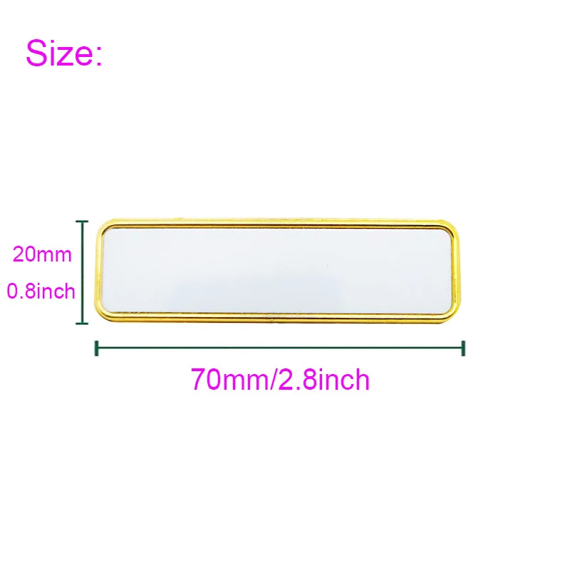 10pcs Brooch Sublimation DIY White Blank Metal Rectangle Shaped Transparent Name Tag