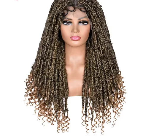 Faux Locs geflochtene Perücken für schwarze Frauen, Schmetterlings-Vollspitze-Locs-Perücken mit Babyhaar, knotenlose Dreadlock-Locs, gehäkeltes geflochtenes Haar