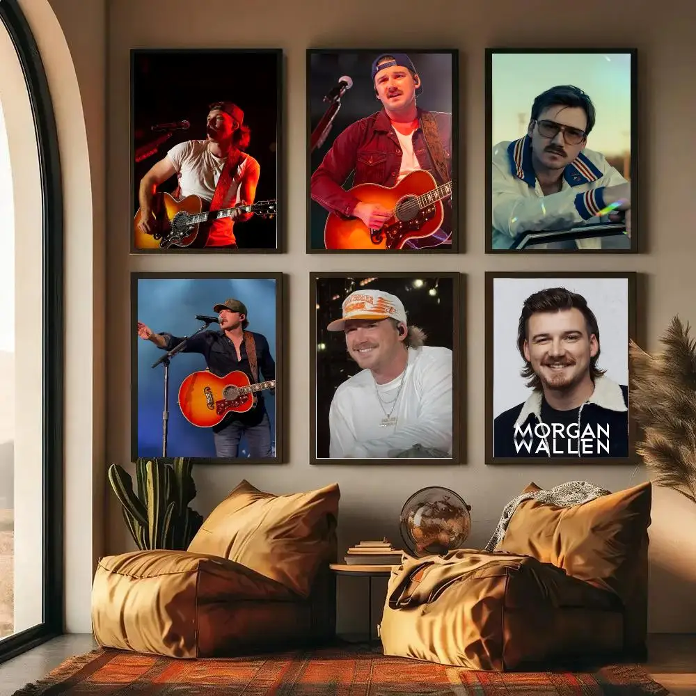 Singer M-Morgan Wallen Poster Self-adhesive Art Waterproof Paper Sticker Coffee House Wall Decor