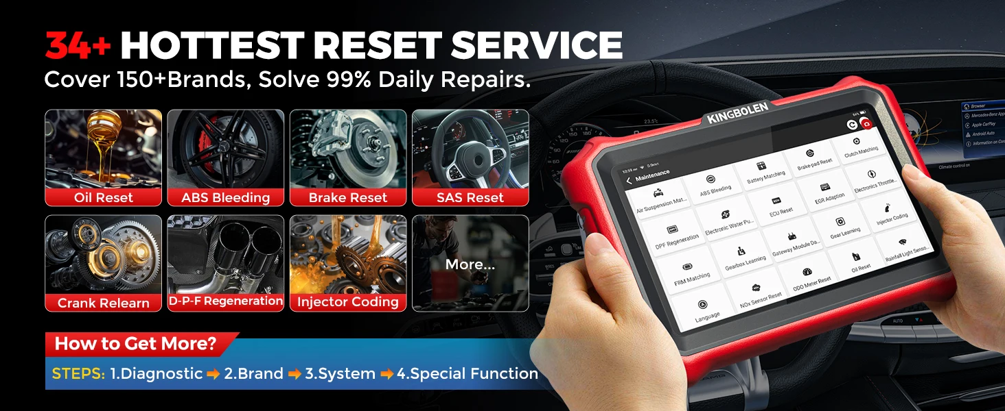 Lebenslanges kostenloses Update 2026 KINGBOLEN K8 Elite K8 pro Bidirektionales Auto-OBD2-Diagnosegerät, CANFD DOIP 34+ Reset ECU-Codierung – Detail 9