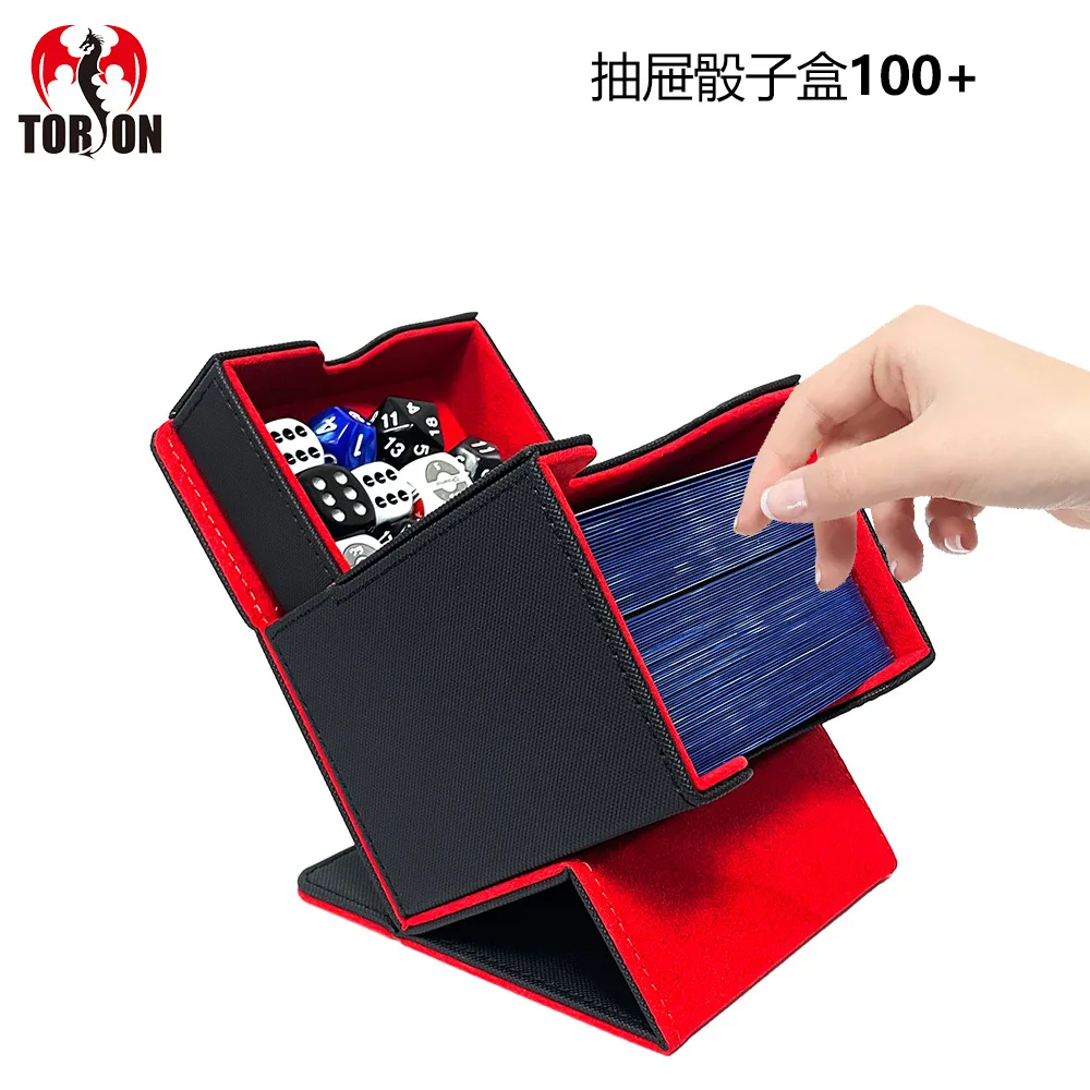 

100+ Leather Deck Box for Collectible Cards-MTG,Yugioh,Pkm with Dice Drawer Collectible Magnetic Premium Board Games Protector