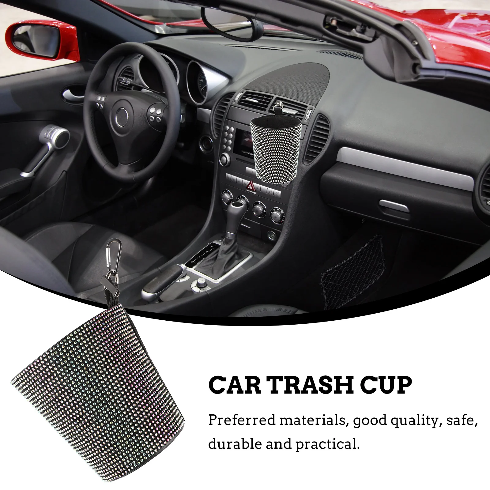 حامل قمامة السيارة الرقيق، صندوق تخزين متعدد الوظائف، منظم نفايات السيارات، تصميم متين وعملي ورائع لسائق المفاتيح