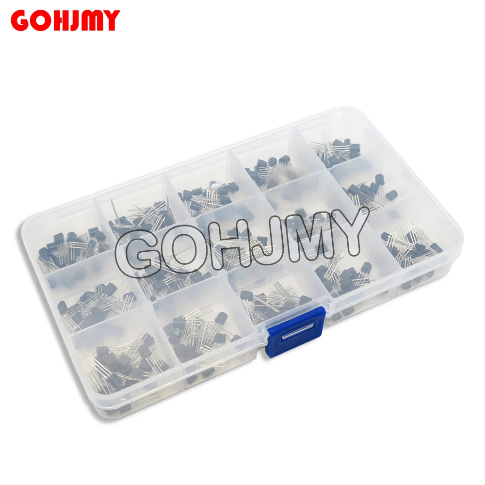 300PCS=15Value x 20Pcs  TO-92 Transistor  Assortment Box Kit Transistors 2N2222 2N3904 2N3906 C945 S8050 S8550 S9014 S9013 