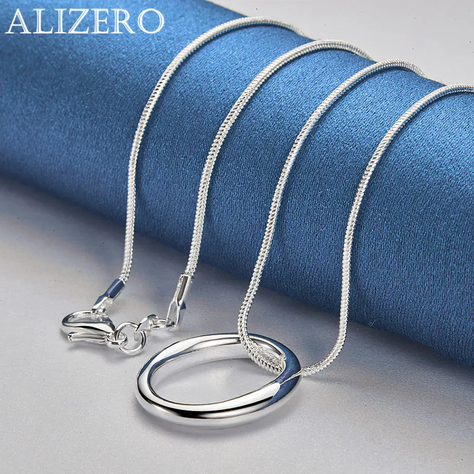ALIZERO 925 الاسترليني قلادة فضية 16-30 بوصة ثعبان سلسلة جولة O قلادة القلائد للنساء الرجال خاتم هدايا مجوهرات أنيقة