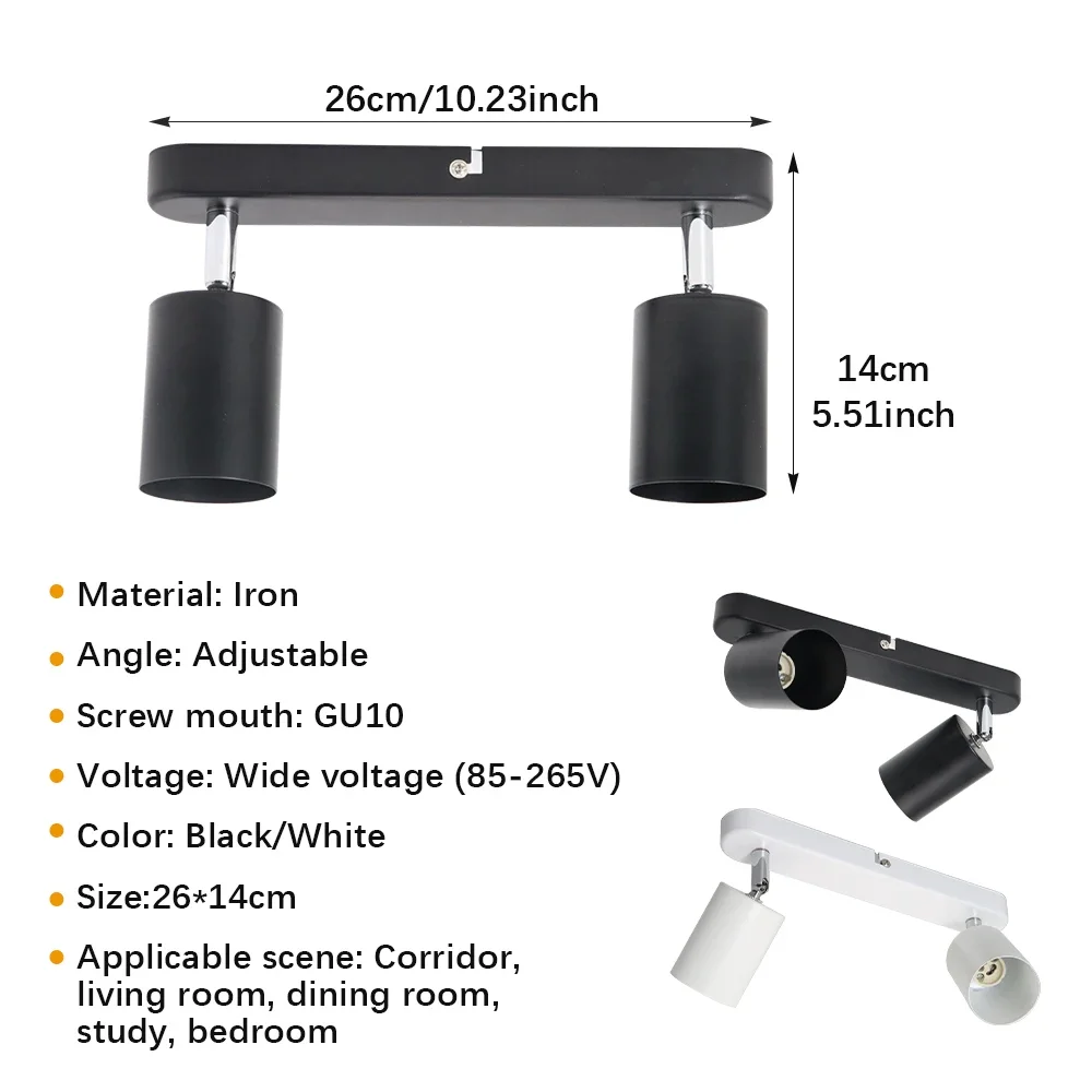 Surface Mounted 2 Heads Adjustable LED Spotlights for Living Room Bedroom Kitchen Utility Room Decoration Design Lamp