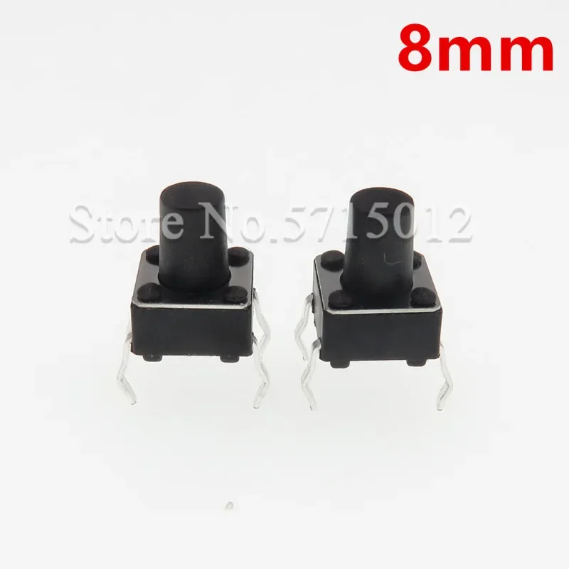 200pcs/lot 6x6x8MM 4pin Micro Tact Switch Touch Self-reset Button 6*6*8mm Plug-in keys button switch