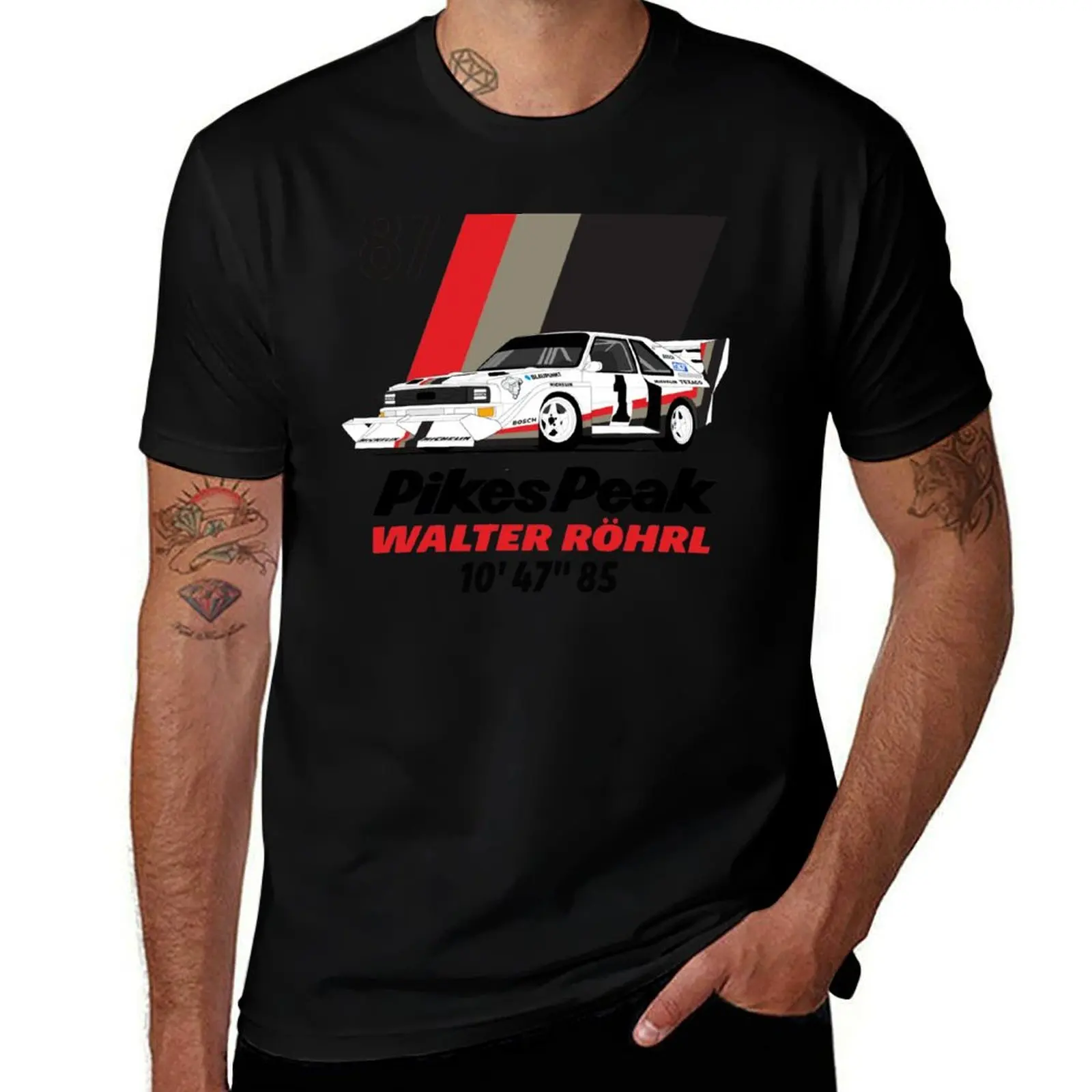 Walter Rohrl Pikes peak 87 T-Shirt Minimalist Plain Crew Neck T-Shirt