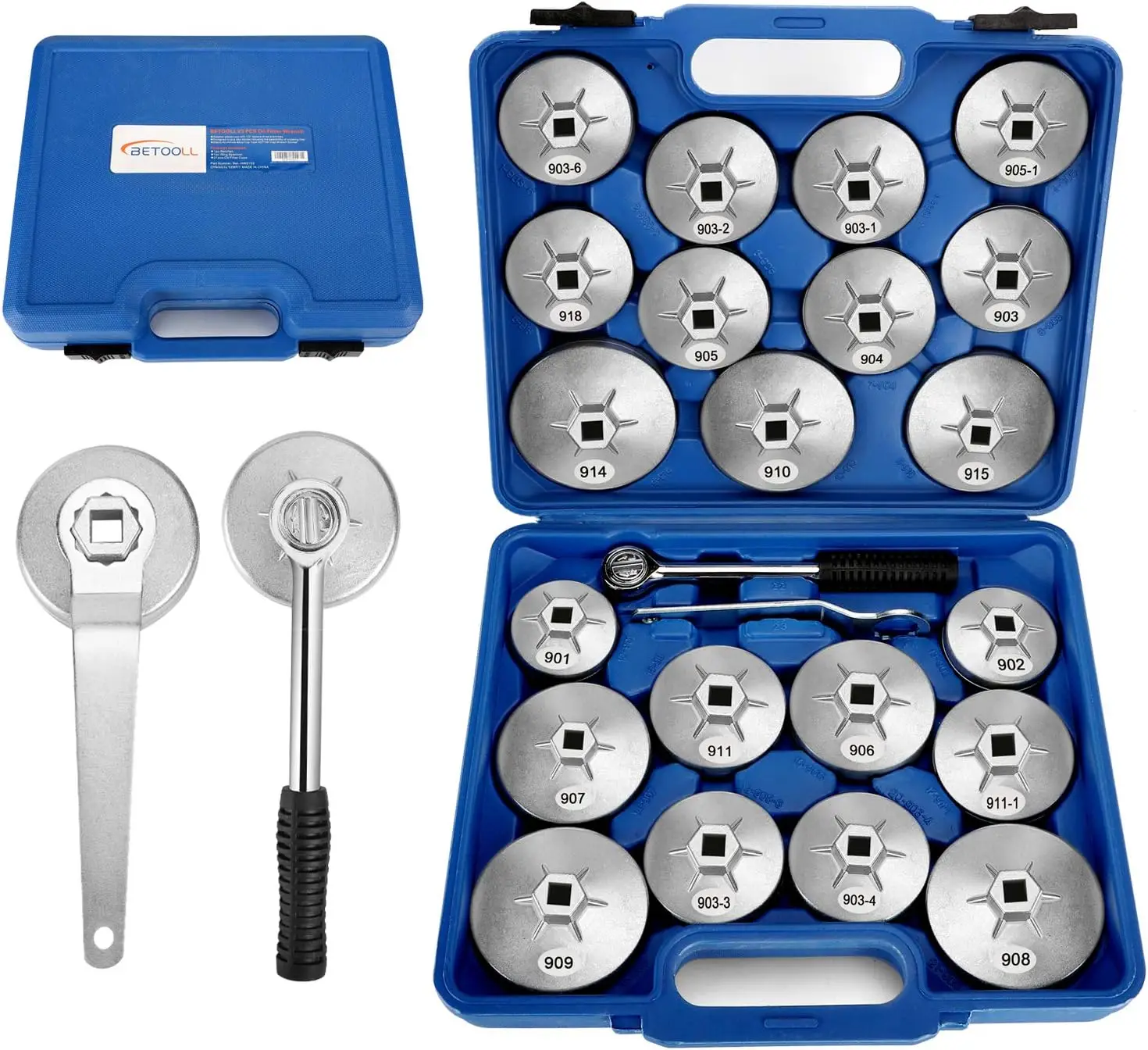 

23pcs Oil Filter Wrench Set with 65-101mm Sockets, Compatible with Toyota VW BMW GMC Ford Volvo Vehicles