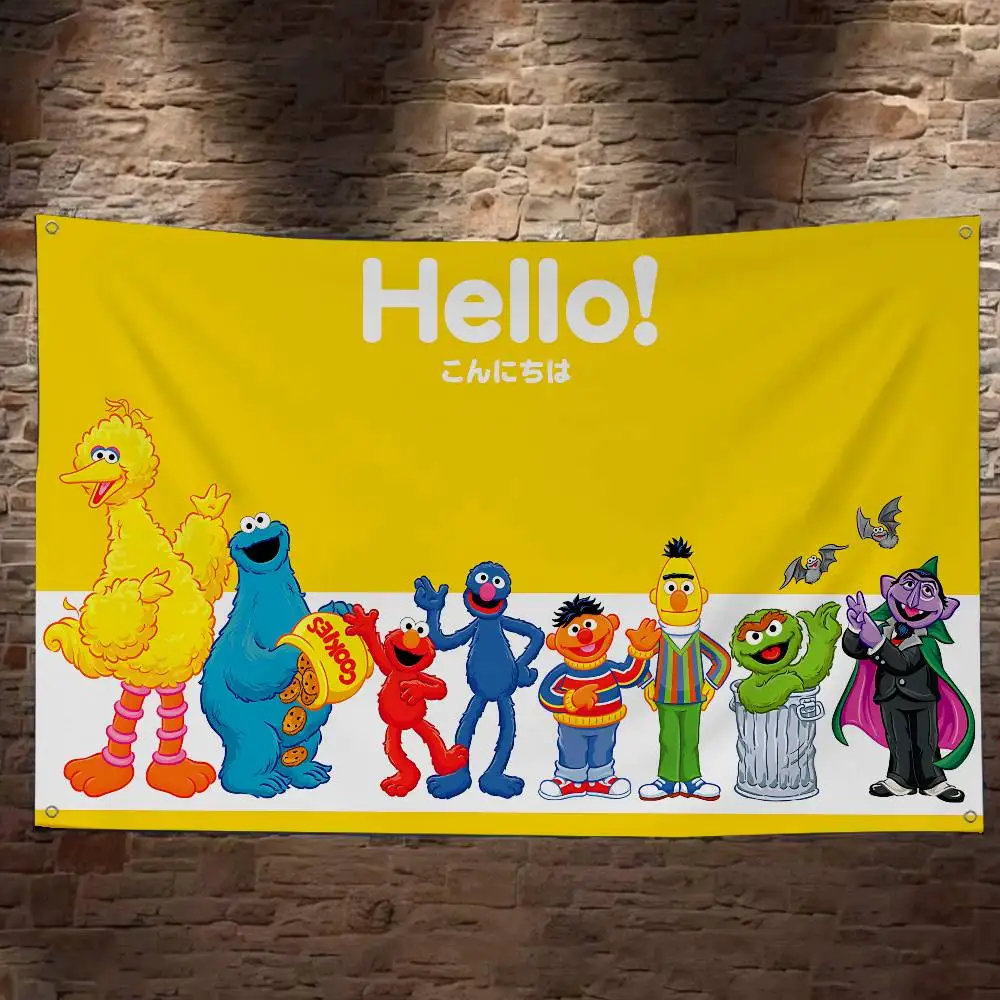 Sizes S-Sesame S-Street Small Size Cheerleading Banner Hand Pulled Flag Outdoor Atmosphere Flags