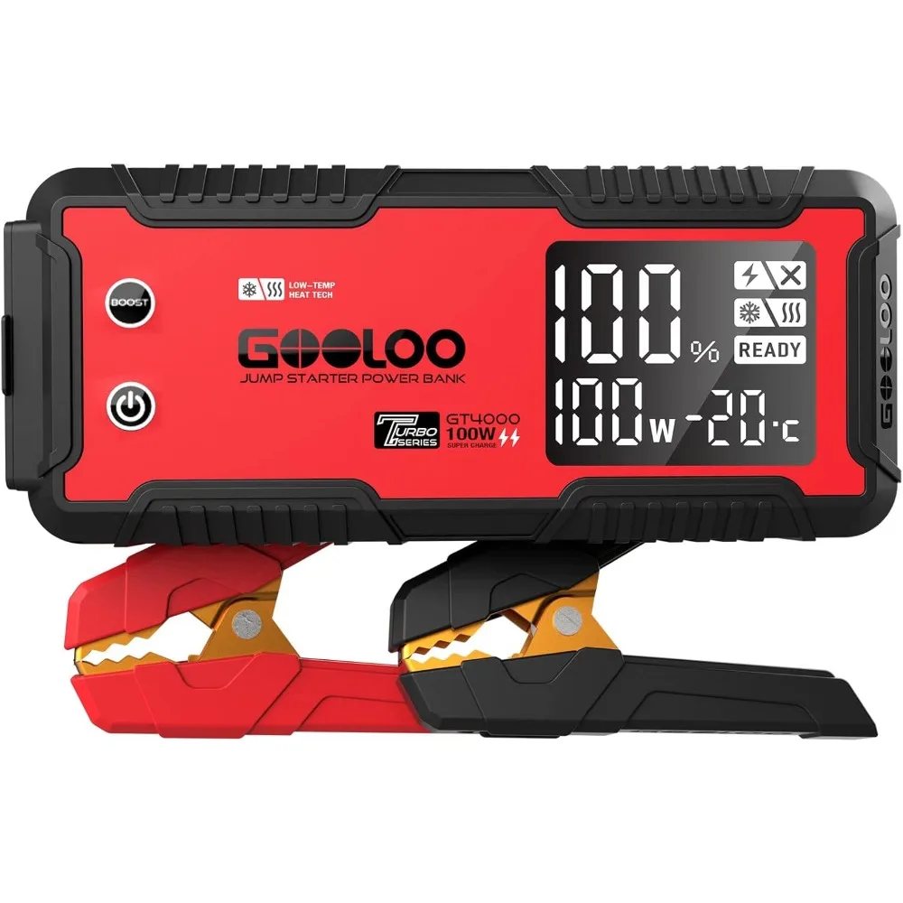 GOOLOO GT4000 Car Jump Starter 4000A 100W شحن سريع 12V SuperSafe بطارية محمولة معززة مع -40 ℉   تقنية التسخين المسبق،