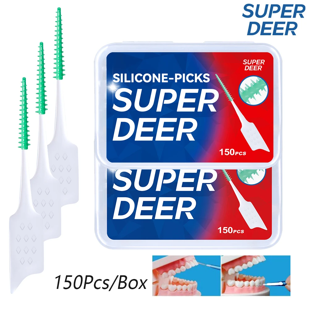150pcs Interdental Silicone Brushes Dental Toothpicks Brush Between Teeth Silicone Toothpicks With Thread Oral Cleaning Tool